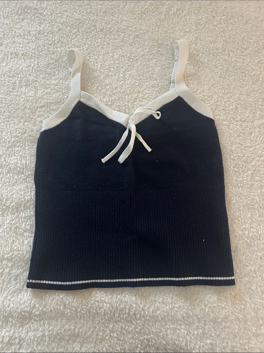 Gilly Hicks navy blue Knit Cami with white Trim